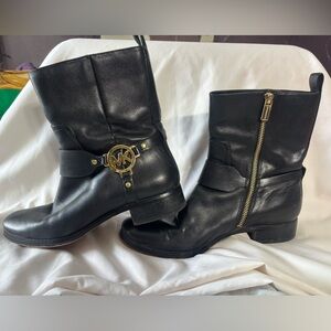 Black Leather Zip MK boots